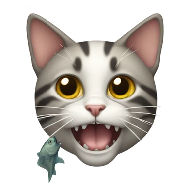 Cat with fish in its mouth  sticker
