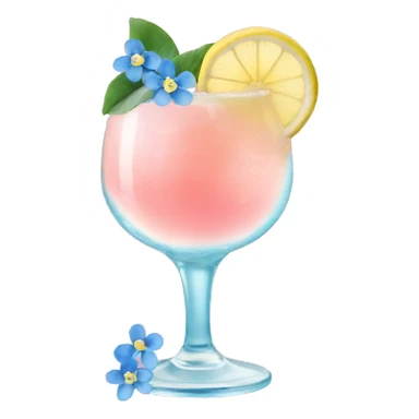 pink lemon large cocktail with blue small flowers  sticker