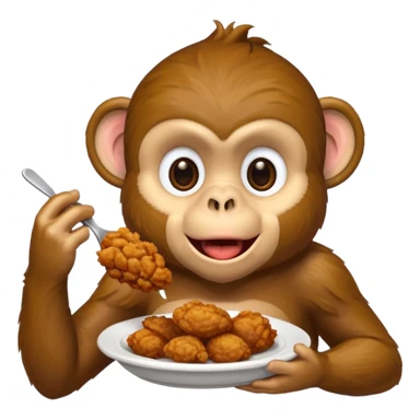 Fried chicken eating a black monkey sticker