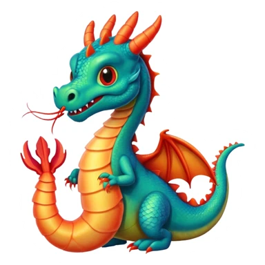 a dragon and a shrimp are friends sticker