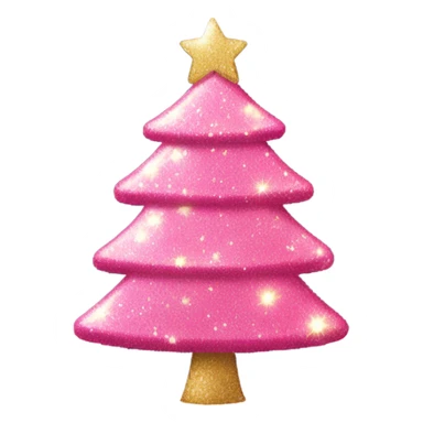 Pink Christmas tree with glitter and lights sticker