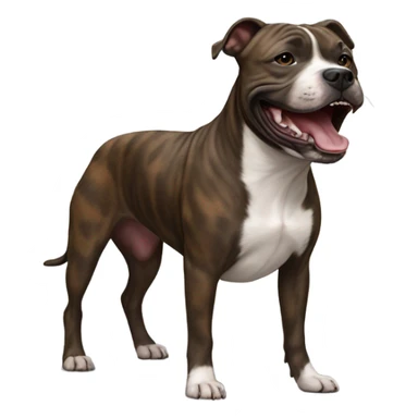 happy brindle Staffordshire with no white sticker