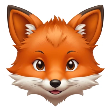 cute baby fox with grimacing face and perked ears sticker