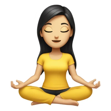 White girl with black hair meditating in yellow top sticker