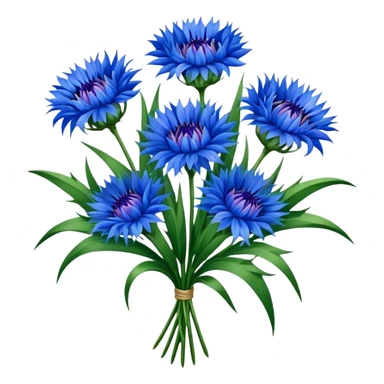 luxuriant, big bouquet Cornflower, stem, leaf sticker