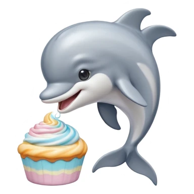 make me a dolphin that is asking a cat with buttercream sticker
