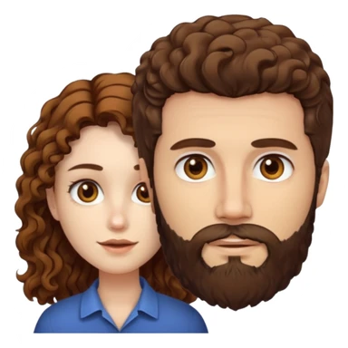 Criar Casal - Homem branco de cabelo liso e olhos marrom, com barba e mulher de pele branca cabelo cacheado marrom longo e olhos mel sticker