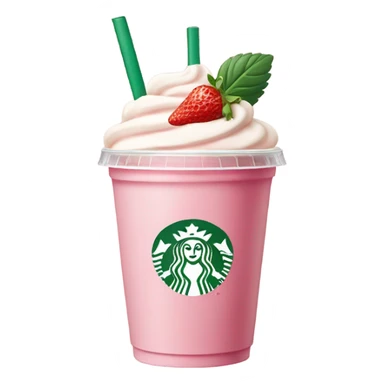 Light pink Starbucks drink with strawberries  sticker