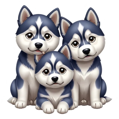 very sad three puppies 
huskies look pitifully sticker