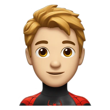 Spider-Man with a black sweater with a red spider logo sticker