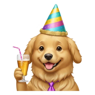 golden retriever partying drinking alcohol  sticker
