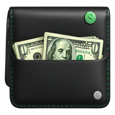 black leather wallet with green dollar bills sticking out sticker