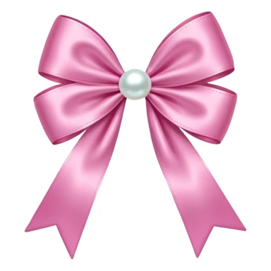Pink bow with hanging pearl sticker