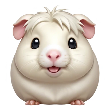 Cinematic Comical White Guinea Pig Portrait Emoji, Head tilted dramatically with an exaggeratedly amused expression, featuring a glossy, pristine white coat with an adorably scrunched face, wide, expressive dark eyes filled with playful disbelief, Simplified yet hilariously expressive features, highly detailed, glowing with a slightly sassy glow, high shine, dramatic yet playful, stylized with an air of cheeky mischief, bright and endearing, soft glowing outline, capturing the essence of a spirited and over-the-top guinea pig, so meme-worthy it feels like it could side-eye its way into internet fame instantly! sticker