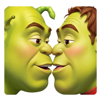 Lightning McQueen kissing Shrek on the lips sticker