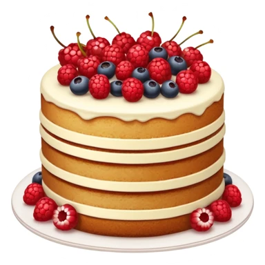 Naked cake with vanilla filling and various red berries on top. sticker