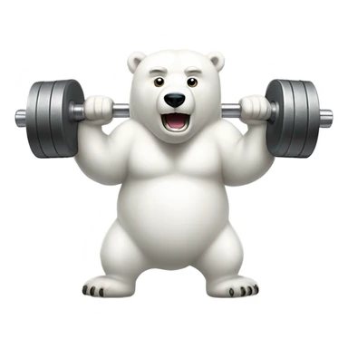 A mad polar bear lifting weights sticker