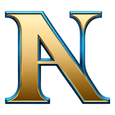 Bold Black-Blue-White-Gold Font Letter “N” sticker