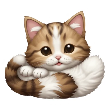 dark brown tabby and white kitten upside down with eyes closed sticker