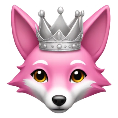 Pink fox with a silver crown sticker