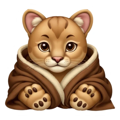 Cozy puma cougar cub in blanket with paws sticker