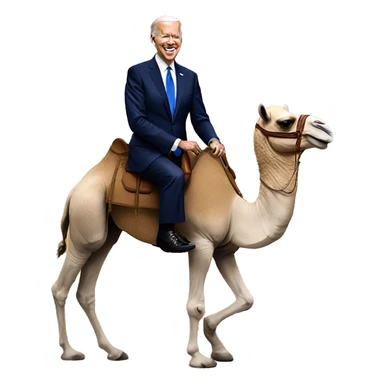 president biden riding a camel sticker