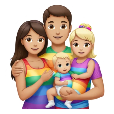 Brunette man and brunette woman with blonde baby girl all gay all rainbow all pride sticker