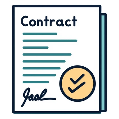 financial document contract with signature line and money symbol sticker