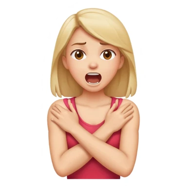  Arms crossed holding neck screaming girl sticker