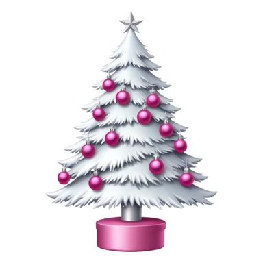 white Christmas tree with pink ornaments sticker