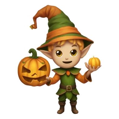 pumkin elf male casting a spell sticker