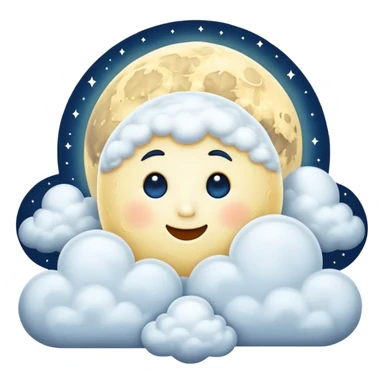 moon with clouds, ultra realistic style, icon sticker