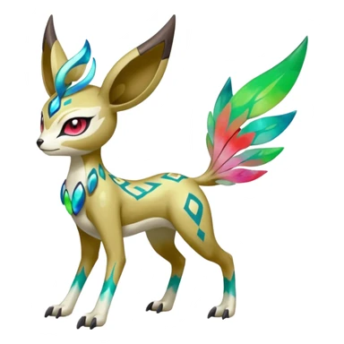Tribal Colorful Exotic Fionbri-Kalon-Falvie-Vernid-Meloetta-Pokémon-Fakémon-Digimon-Spectrobe-hybrid-fusion, full body, with painted paint splash markings  sticker
