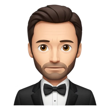 Hugh Jackman with suit with bow tie sticker