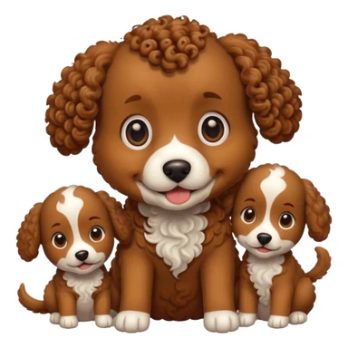 curly dog with its puppies sticker