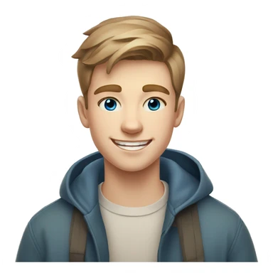 confident happy clean shaven pale teen boy with short light brown hair blue eyes outdoor portrait sticker