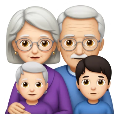 All white grandma and grandpa. The kids should have dark hair sticker