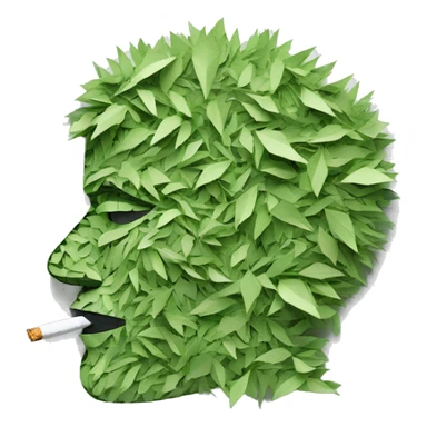 Person face portrait smoking chill made entirely of paper cuttings and 420 leaves sticker