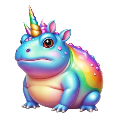 fat round rainbow toad with unicorn horn sticker