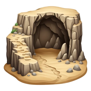 generate realistic detailed cave in 3d style with sand  sticker