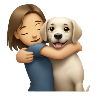 dog hugging girl sticker