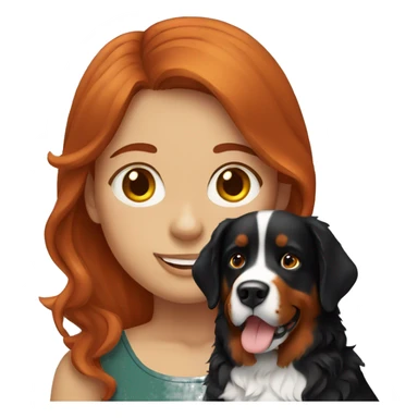 redhead girl with bernese mountain dog sticker