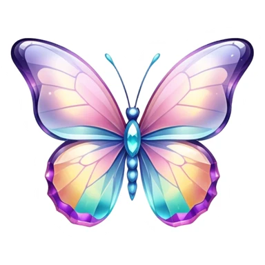 Shiny sparkly transparent colorful pastel glass-crystal-butterfly sticker