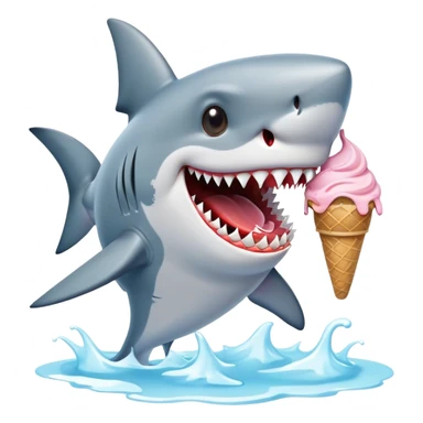 Shark eating ice cream sticker