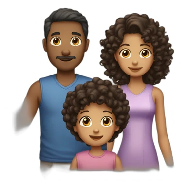 Family with 1 black hair man 1 brown straight hair 10 years old girl 1 woman with curly brown hair 2 boys with curly brown hair sticker