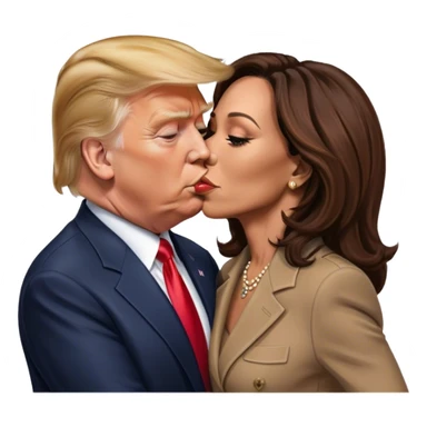 donald trump kissing kamala harris sticker