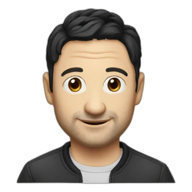 tim robinson with black hair that looks like dog ears hair sticker