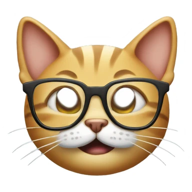smirking cat with nerdy teeth and glasses sticker
