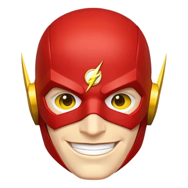 smiling face of The Flash superhero with red mask and yellow accents sticker