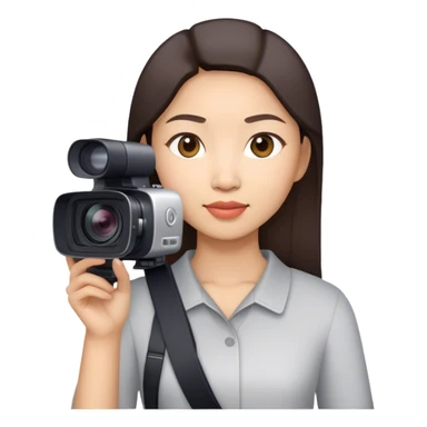 Asian Woman with a shoulder video camera sticker
